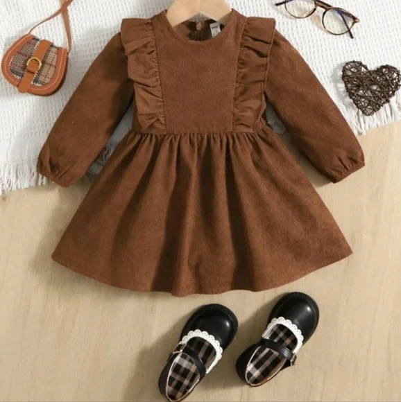 Shein Dresses | Kid's Brown Coyduroy Dress Nwt Size 2-3t | Color: Brown | Size: 2-3t | Vintageandnew2u's Closet